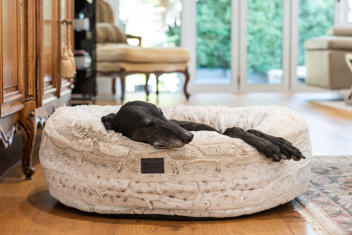 Honest Pet Collective Harley Pet Bed Light Brindle Faux Fur