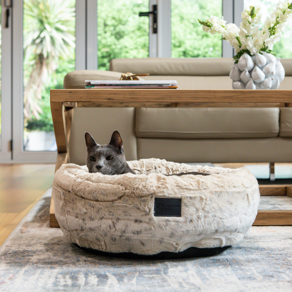Honest Pet Collective Harley Pet Bed Light Brindle Faux Fur