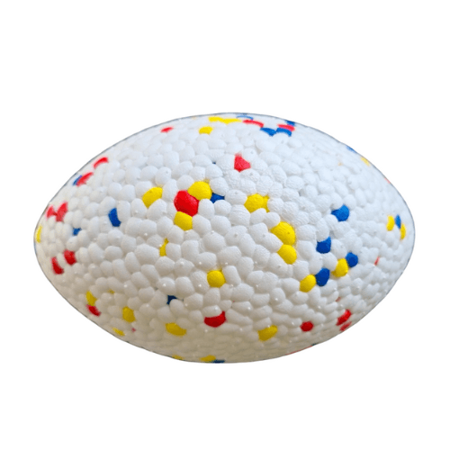 A close up of a Anything pets float toy with multi coloured sprinkles.