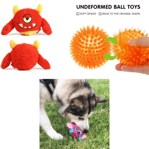 red qmonster dog toy