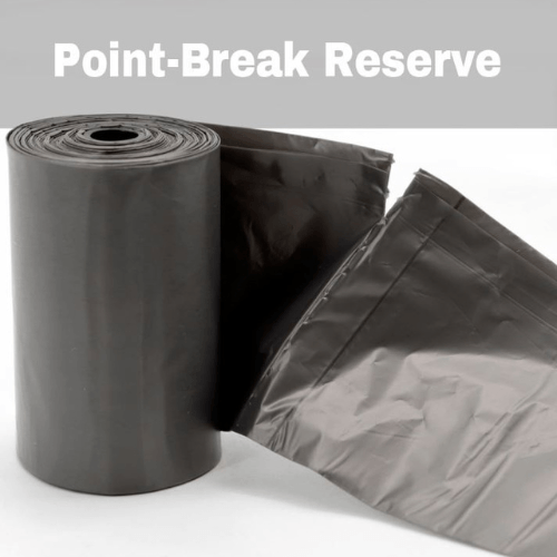 a roll of black plastic wrap sitting next to a roll of black plastic wrap.