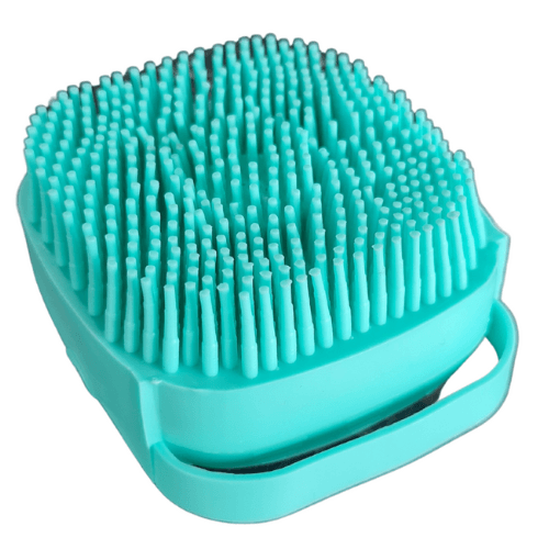 Soft bath brush bristles with easy grab handles to prevent slippage. Anything Pets Blue Bath Massager
