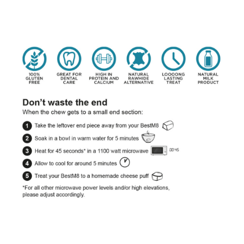 The instructions for how to use the BestM8 Himalayan K9Chew by Anything Pets.